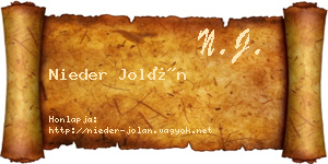Nieder Jolán névjegykártya
