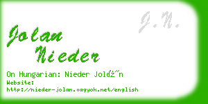 jolan nieder business card